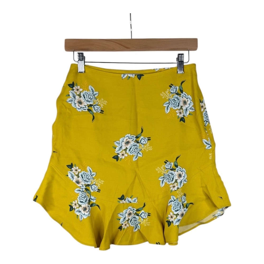 Loft Floral Print Mini Skirt size 00 Petite Yellow/Blue/White